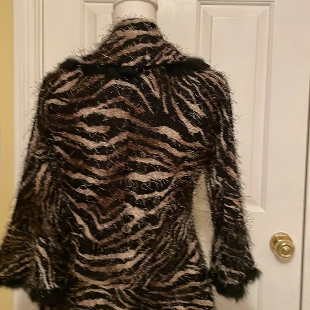 Alberto Makali Rare & Unique Vintage Zebra Striped Jacket w/ Bell Sleeves